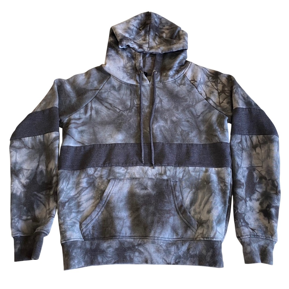 Zine Hoodie Womens Small Gray Tie Dye Colorblock Long Sleeve Pullover Streetwear
